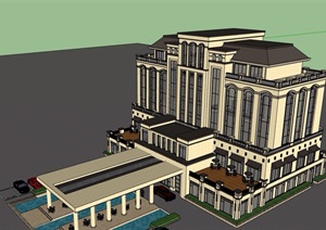 欧式风格经典酒店详细设计SU(草图大师)模型