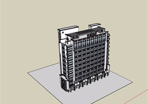 中式风格详细的快捷酒店建筑设计SU(草图大师)模型