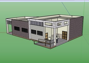 单层私人住宅别墅建筑设计SU(草图大师)模型