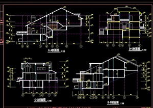 欧式风格山地住宅完整别墅建筑设计cad施工图