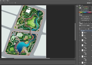 大型公园彩色平面图ps素材资料