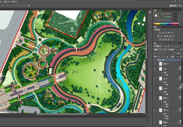 大型公园彩色平面图ps素材资料(3)