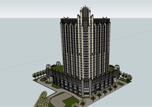 详细的新古典风格完整住宅建筑设计SU(草图大师)模型