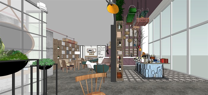 AutoSave_现代loft咖啡厅清酒吧书吧su模型素材资料(6)