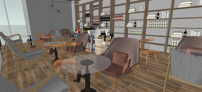 AutoSave_现代loft咖啡厅清酒吧书吧su模型素材资料(11)