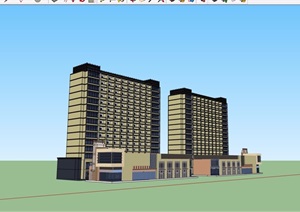 某两栋酒店详细建筑设计SU(草图大师)模型