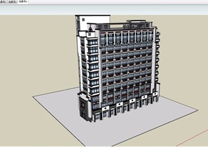 某详细中式宾馆酒店建筑设计SU(草图大师)模型