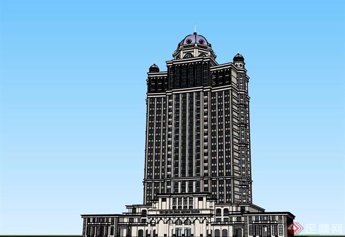 某欧式高层详细的酒店完整建筑设计su模型