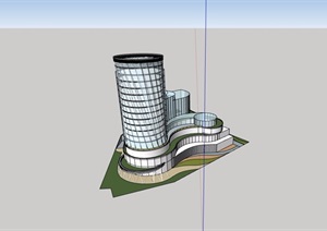 某现代风格简单的酒店建筑设计SU(草图大师)模型