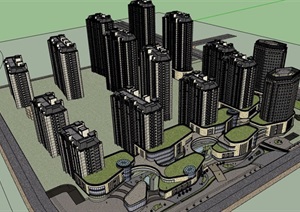 法式风格商业住宅楼详细建筑设计SU(草图大师)模型