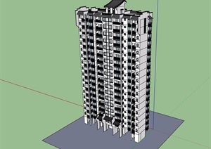 某详细的高层住宅居住建筑设计SU(草图大师)模型