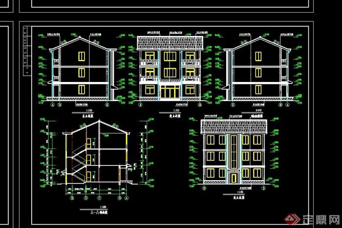 中式详细的自建民居别墅建筑设计cad施工图
