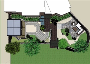 住宅别墅庭院景观设计SU(草图大师)模型