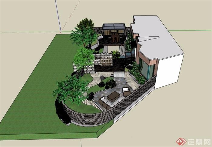住宅别墅庭院景观设计su模型