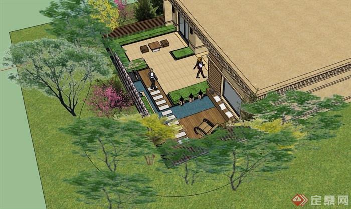 住宅庭院景观详细设计su模型