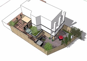 住宅别墅庭院景观设计SU(草图大师)模型