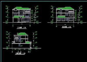 欧式风格多层住宅别墅建筑设计cad方案图