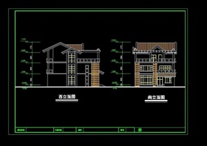 三层欧式风格住宅别墅建筑设计cad方案