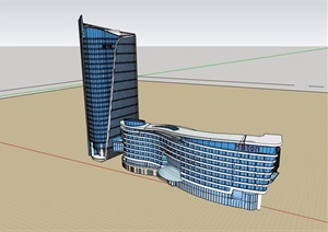 现代详细的酒店详细完整建筑SU(草图大师)模型