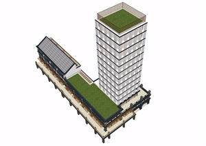 现代独特酒店详细完整建筑SU(草图大师)模型