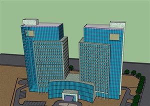 现代星级高层酒店详细完整建筑SU(草图大师)模型