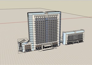 独特经典酒店详细完整建筑SU(草图大师)模型