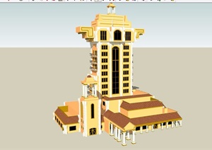欧式经典独特酒店详细完整建筑SU(草图大师)模型