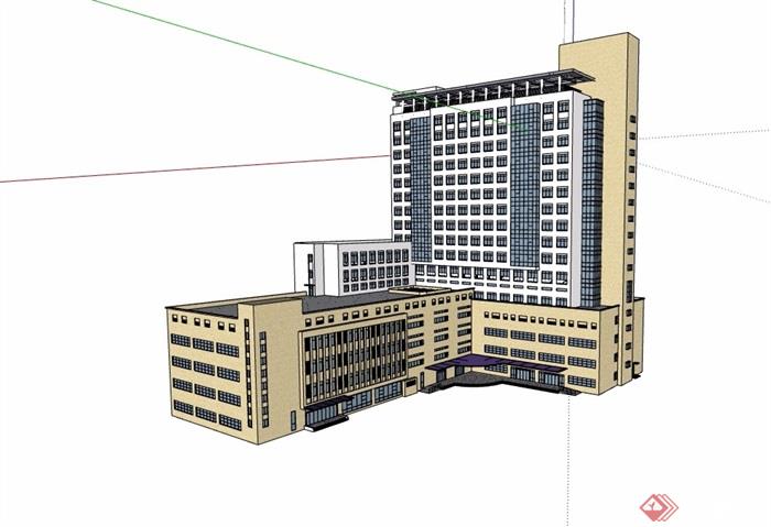 现代风格详细的医院医疗建筑设计su模型