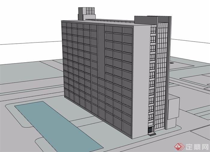 详细的高层医院建筑楼su模型