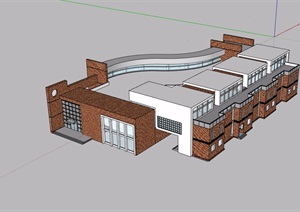 两层学校详细的教育建筑设计SU(草图大师)模型
