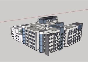 中学校详细的教育建筑设计SU(草图大师)模型