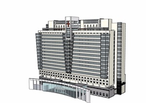 现代独特整体完整的高层医院建筑详细设计SU(草图大师)模型