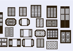 中式景观窗花窗户SU(草图大师)模型素材资料