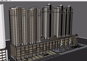 详细的商业住宅非常建筑楼设计SU(草图大师)模型