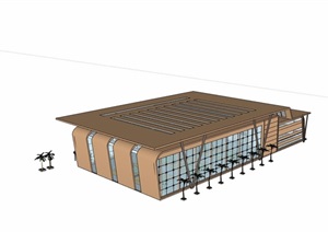 现代单层网球馆建筑详细设计SU(草图大师)模型
