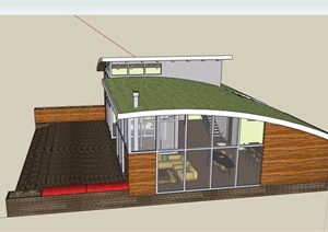 现代风格单层住宅别墅设计SU(草图大师)模型