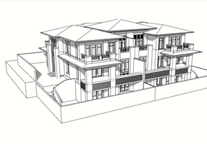 欧式无材质贴图住宅别墅设计SU(草图大师)模型