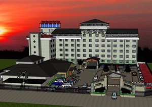 欧式风格完整的详细宾馆酒店设计SU(草图大师)模型