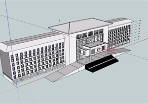 无材质贴图政府办公详细建筑设计SU(草图大师)模型