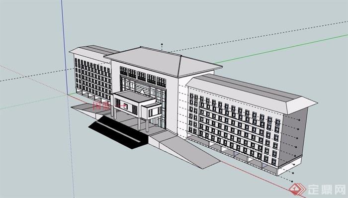 无材质贴图政府办公详细建筑设计su模型