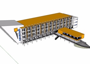 四层图书馆详细建筑设计SU(草图大师)模型