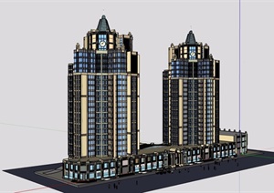 欧式风格商业办公建筑楼详细设计SU(草图大师)模型