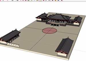 古典中式风格旅游景区建筑详细设计SU(草图大师)模型