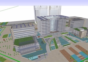现代政府办公楼详细建筑设计SU(草图大师)模型