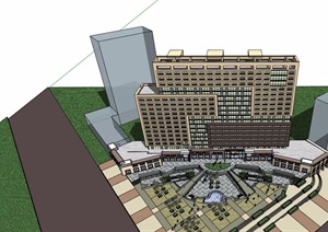 现代风格商业酒店详细的建筑楼SU(草图大师)模型