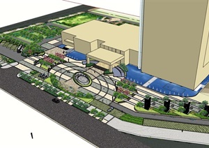 详细的现代风格广场景观设计SU(草图大师)模型