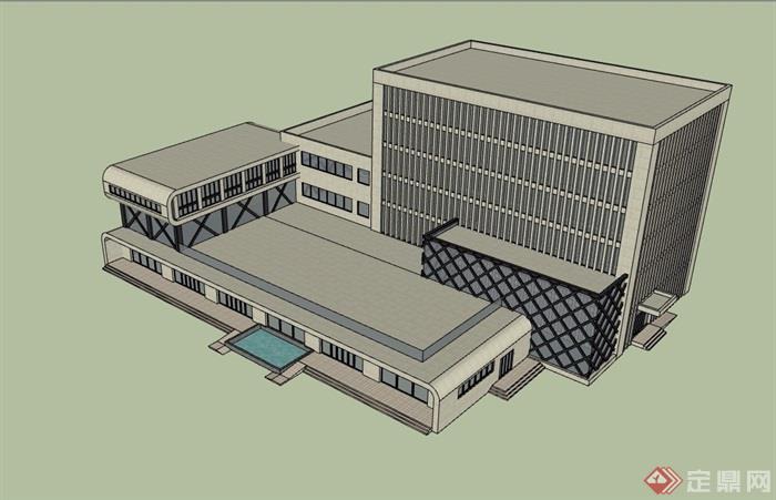 详细商场办公楼建筑设计su模型