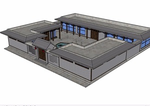 四合院单层民居住宅详细建筑设计SU(草图大师)模型