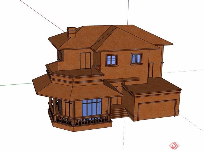 欧式风格详细详细别墅建筑设计su模型