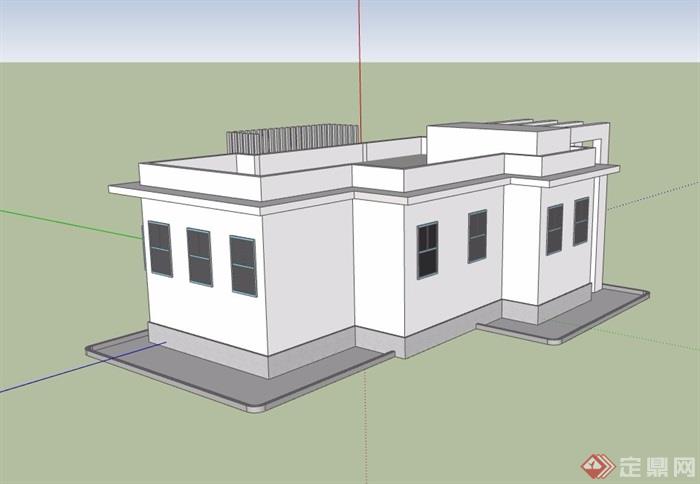 单层完整厕所详细建筑设计su模型